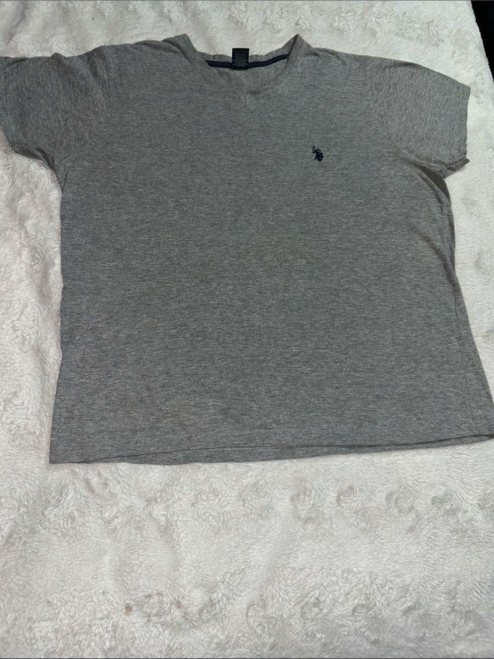 U.S. Polo Assn. Heather Gray Short Sleeve Crew Tee with Navy Logo